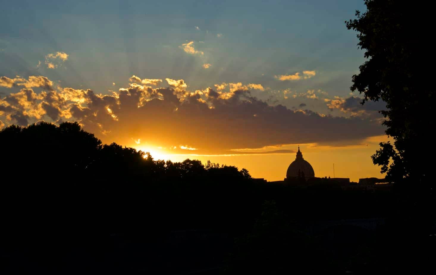 Sunset over Rome and St Peters