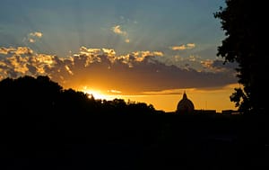 Sunset over Rome and St Peters